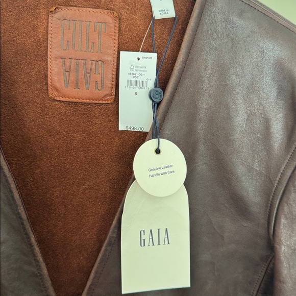 Cult Gaia Dark Brown Leather Tie-Front Jacket - Picture 4 of 8
